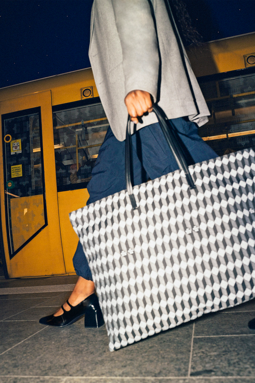 Calvin Klein White Label Logo Jacquard Fabric Shopper Tote Bag in