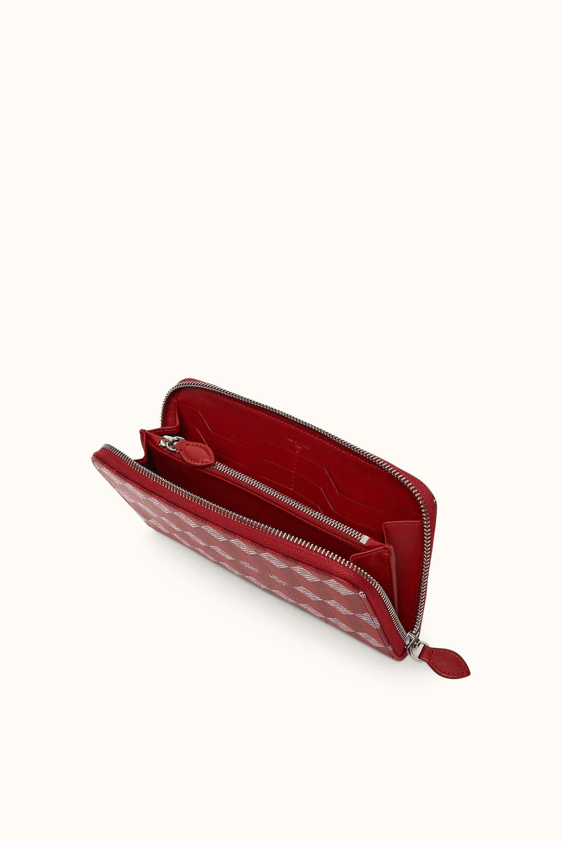 Le Portefeuille- Fermeture a Glissiere Coated Canvas Red