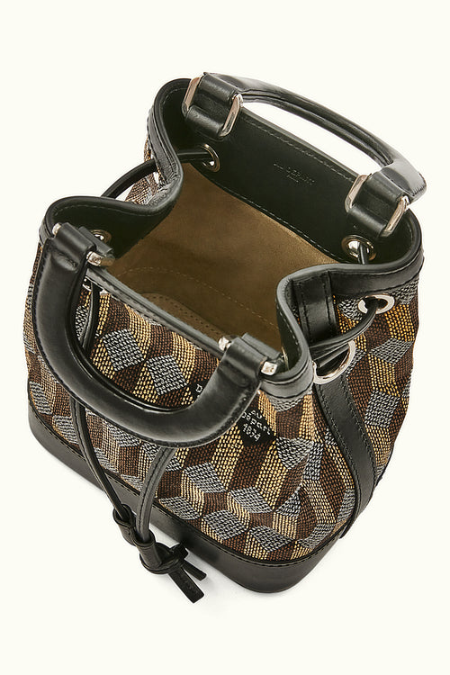 Monogram motif latticed leather best sale bucket bag